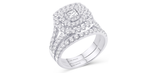 14K White Gold 2-Piece Bridal Ring Set