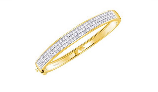 14K Princess Cut Diamond 3-Row Luxury Bangle