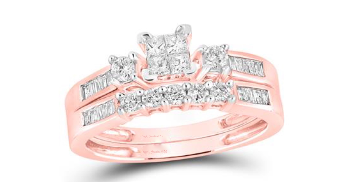 10K Princess Cut Bridal Ring Set