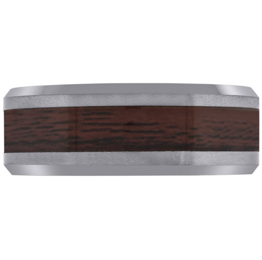 Tungsten Red Wood Inlay Mens Comfort-fit