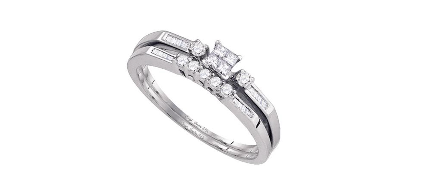 10K Princess Cut Bridal Wedding Ring Set