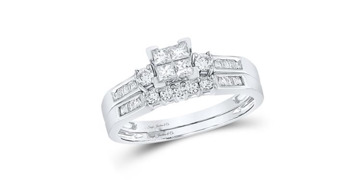 10K Princess Cut Bridal Ring Set
