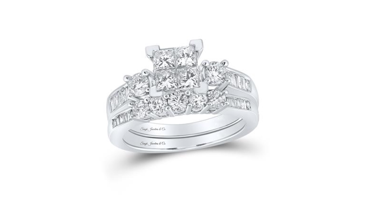 14K Princess Cut Bridal Wedding Ring Set