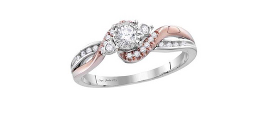 14K Forever Hearts Together Bypass Shank Engagement Ring