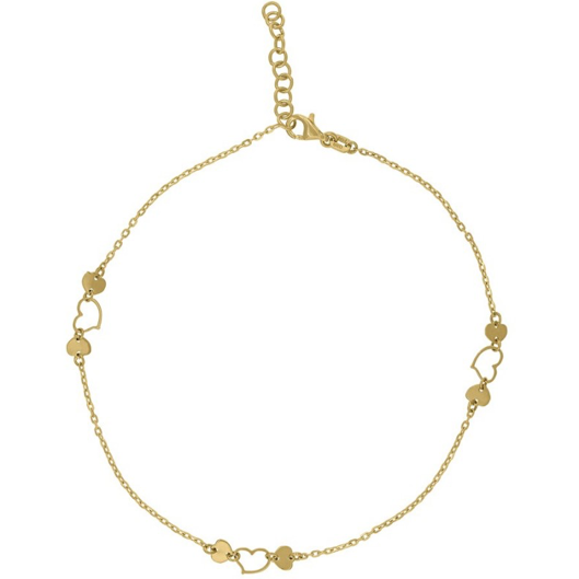 14kt Yellow Gold Women's Heart Anklet