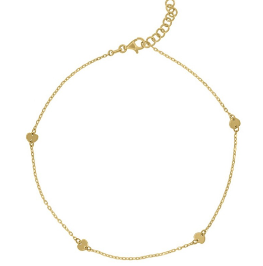 14kt Yellow Gold Women's Heart Anklet
