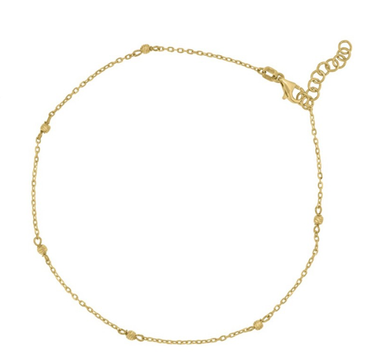 14kt Yellow Gold Textured Beaded Anklet