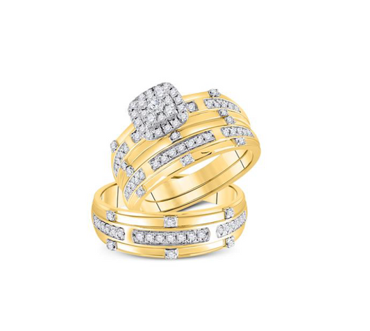 14K Round Diamond Matching Wedding Ring Set