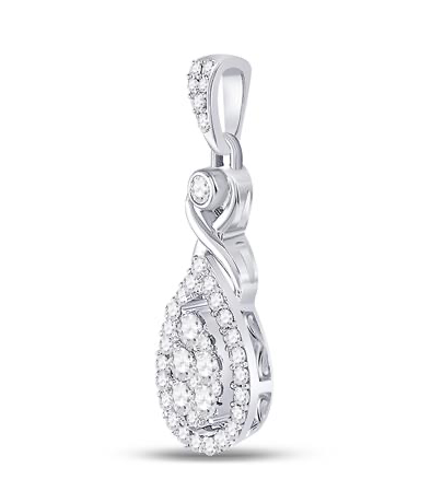 10K Infinity Pear Round Diamonds Pendant