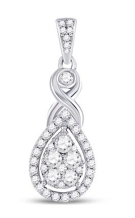 10K Infinity Pear Round Diamonds Pendant