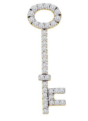 14K Slender Oval Key Pendant