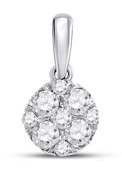 14K Round Diamond Cluster Pendant