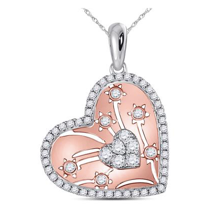 14K Floral Heart Pendant