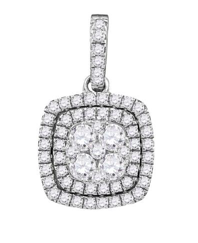 14K Square Diamond Pendant