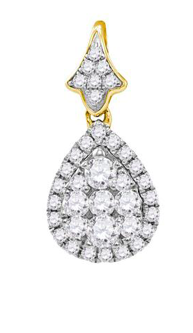 14K Teardrop Round Diamond Pendant