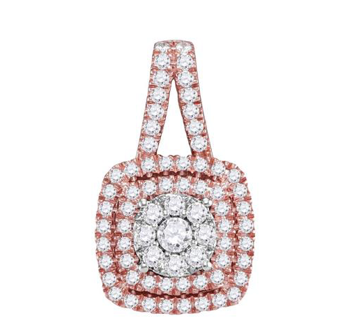 14K Round Diamond Cushion Pendant