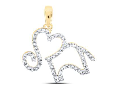 10K Elephant 1/5 Cttw Diamond Heart Charm
