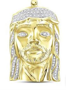 Diamond Jesus Face Charm Pendant