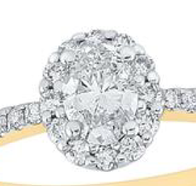 14K Oval Halo Bridal Wedding Ring Set
