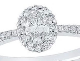 14K Oval Halo Bridal Wedding Ring Set