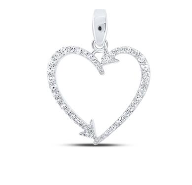 10K Double Arrow Heart Pendant