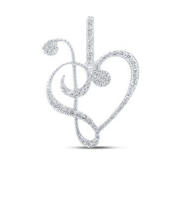 10K Treble Heart Pendant