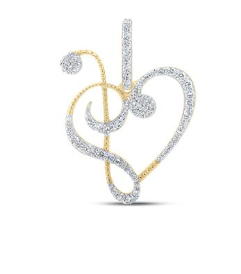 10K Treble Heart Pendant