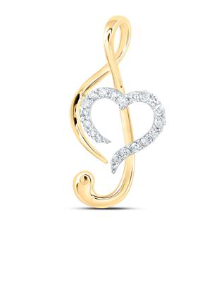 10K Treble Heart Pendant