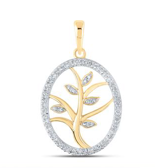 10K Tree Oval Pendant