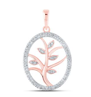 10K Tree Oval Pendant