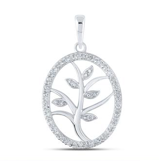 10K Tree Oval Pendant