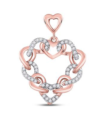 10K Diamond Link Heart Pendant