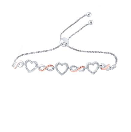 925 Infinity Heart Diamond Bolo Bracelet