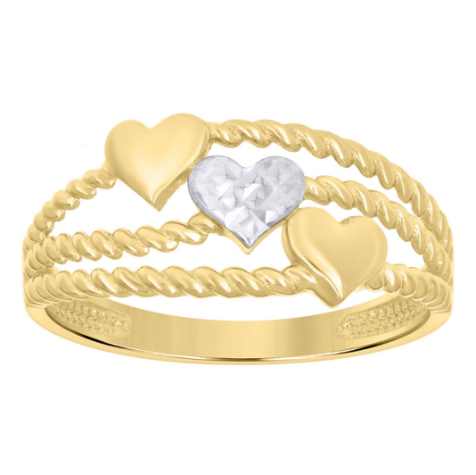 10K Triple Heart Ring