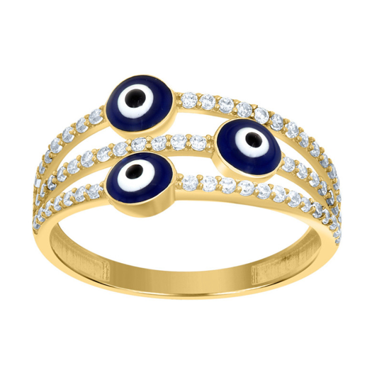 10K Triple Evil Eye Ring