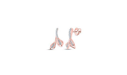 10K Diamond Leaf Earrings