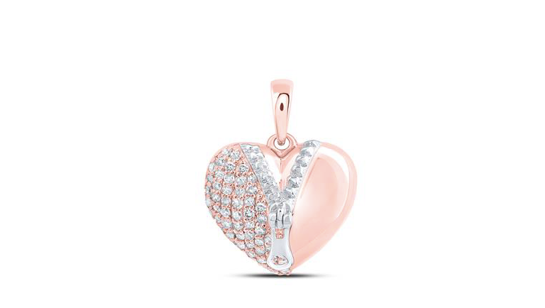 10K Zipper Diamond Heart Pendant
