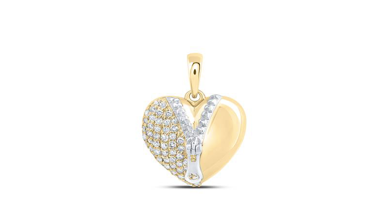 10K Zipper Diamond Heart Pendant