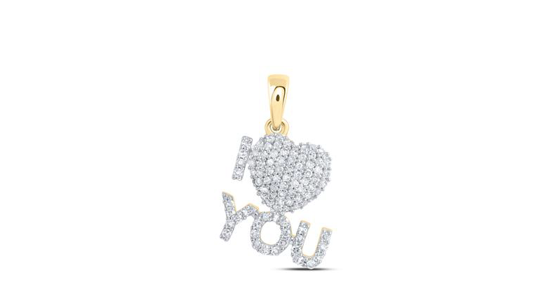 10K I luv U Diamond Pendant