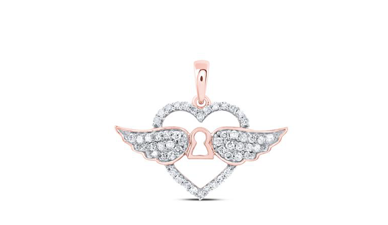 10K Heart Wings Pendant