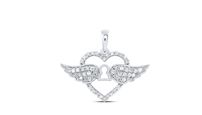 10K Heart Wings Pendant