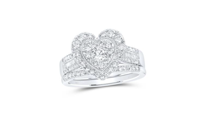 10K Heart Diamond Bridal Ring Set