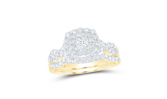 14K Princess Diamond Bridal Ring Set