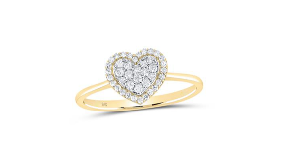 10K Halo Heart Fashion Diamond Ring