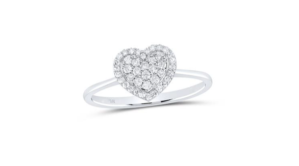 10K Halo Heart Fashion Diamond Ring