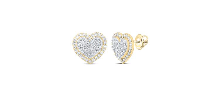 10K Halo Heart Diamond Studs