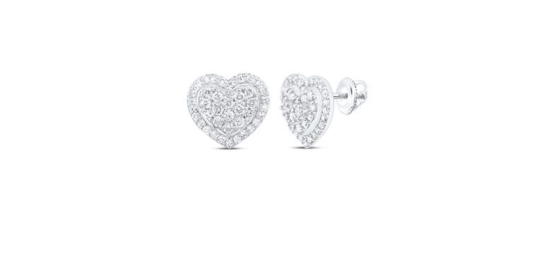 10K Halo Heart Diamond Studs