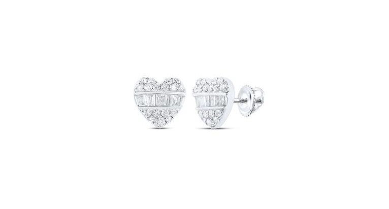 10K Diamond Heart Studs