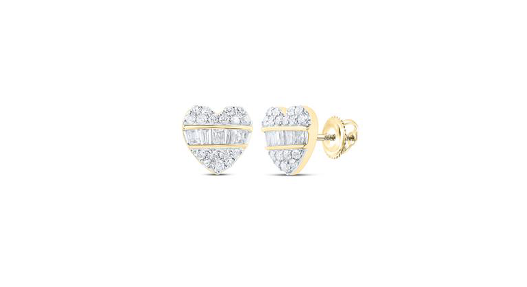 10K Diamond Heart Studs