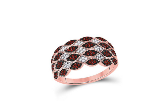 10K Rose Gold Red Diamond Ring
